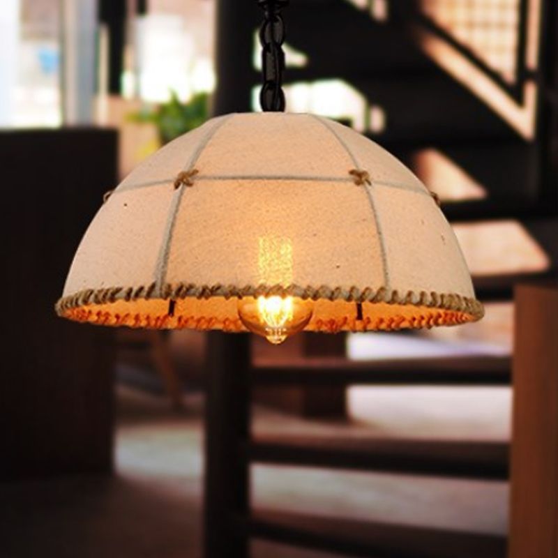 1 kit di luce appesa alla luce tradizionale sospensione in tessuto a cupola in beige per il ristorante