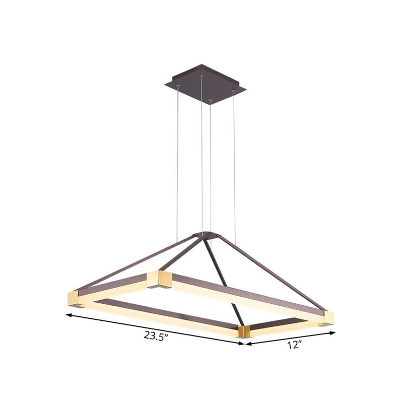 White/Coffee Pyramid-Shape Chandelier Modernist Led 23.5"/31.5"/39" Wide Metal Ceiling Pendant Fixture in White/Warm Light