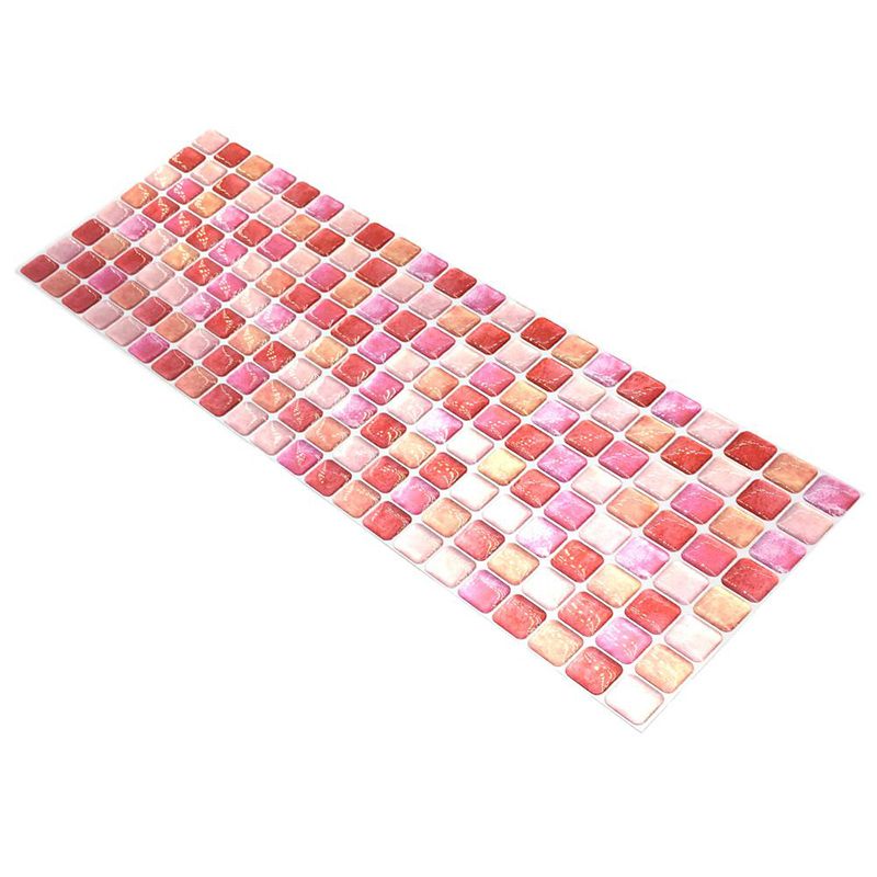 Pink Mosaic Tile Wallpaper Panel Set Peel and Stick Wall Decor for Kitchen, Easy to Remove