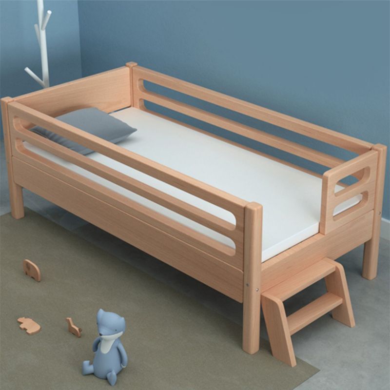 Modern Baby Crib with Guardrail Light Wood Beech Nursery Crib