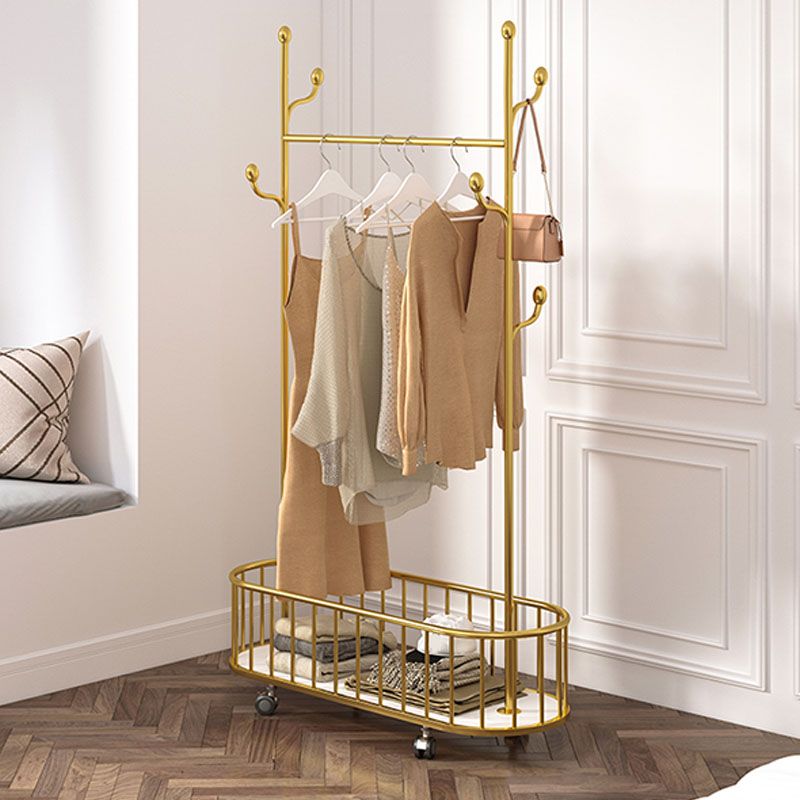 Glam Hall Tree Metal Shelving Hooks Included Free Standing Coat Hanger