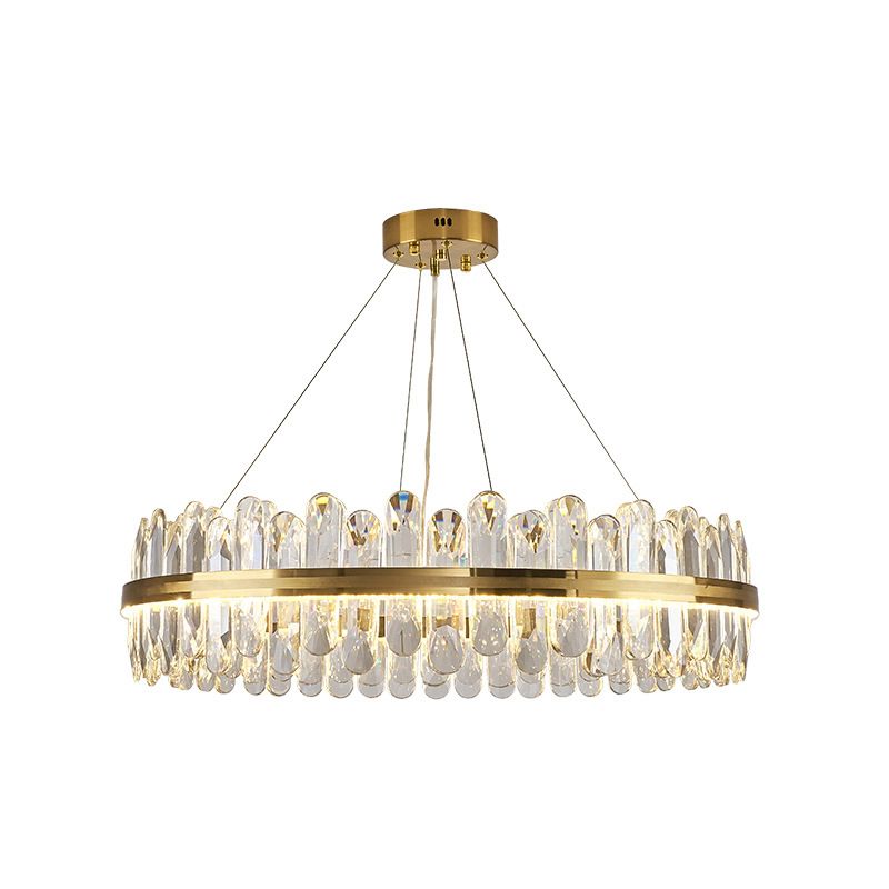 Circle Dining Room Pendant Lighting Crystal LED Chandelier minimaliste en laiton