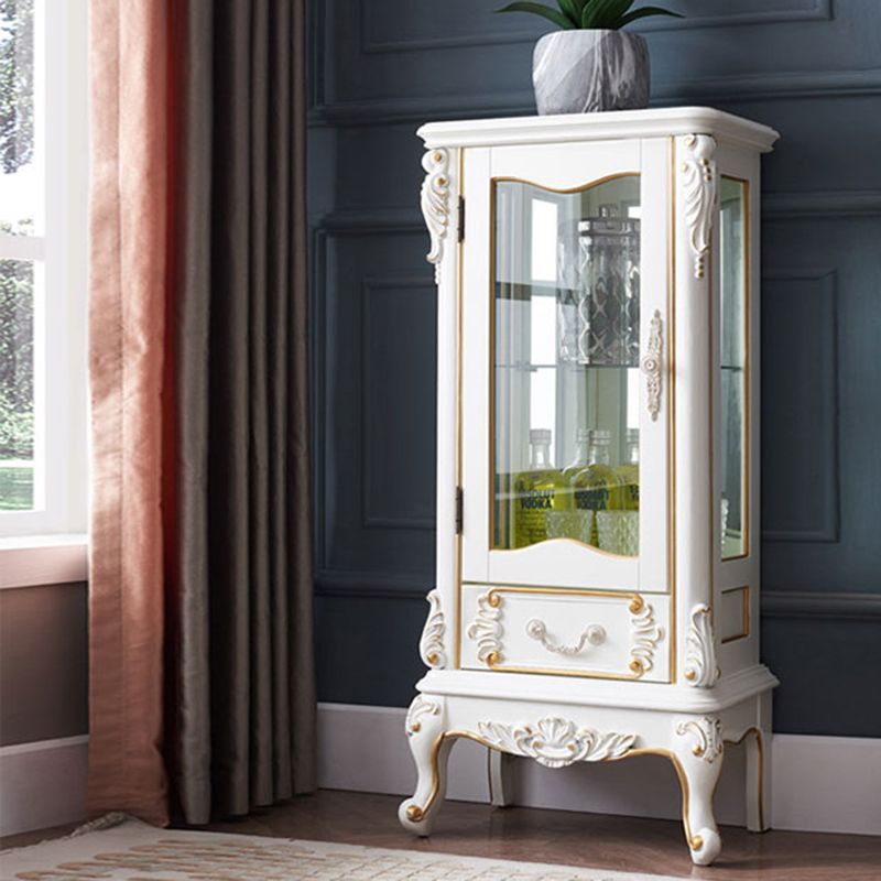 Traditional Birch Curio Cabinet Glass Doors Display Cabinet for Bedroom