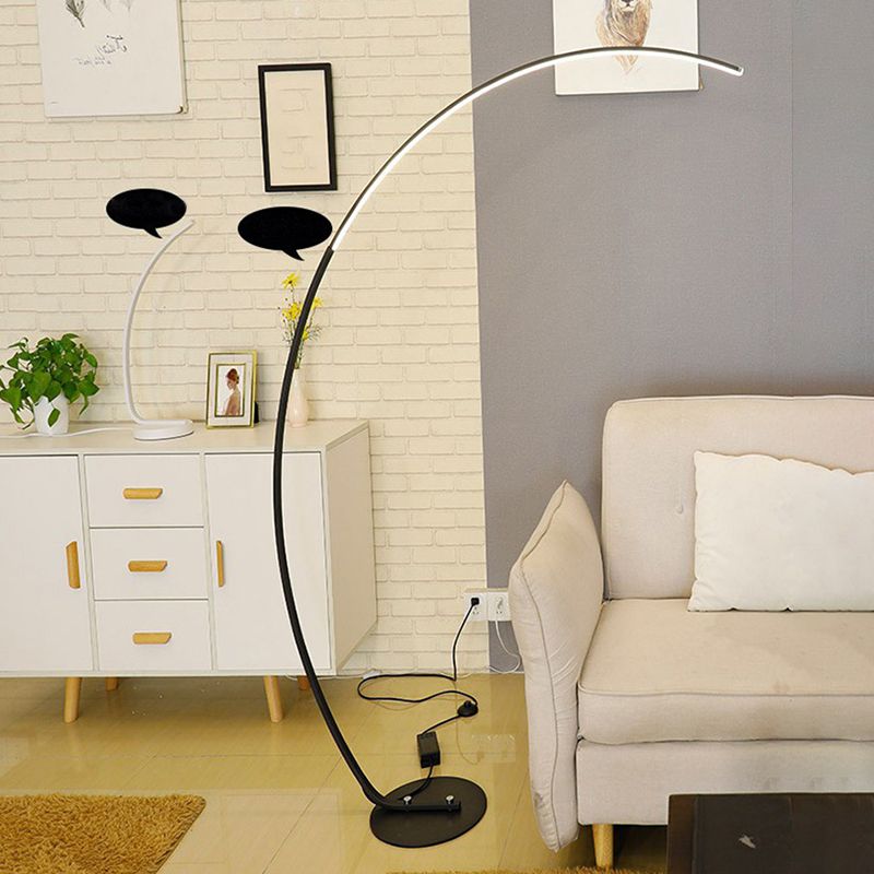 Aluminum Arc Shaped Floor Lamp Minimalist LED Standing Light for Living Room