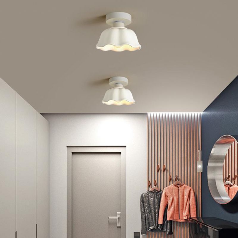 Modern White Shaded Ceiling Light Flush Mount Lighting for Bedroom