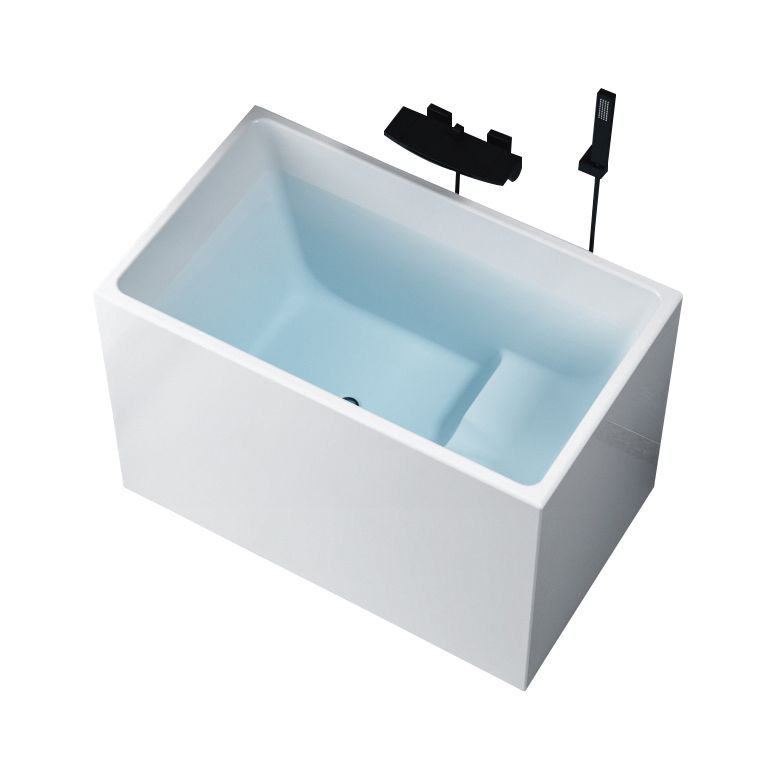 White Freestanding Bathtub Acrylic Soaking Rectangular Modern Bath