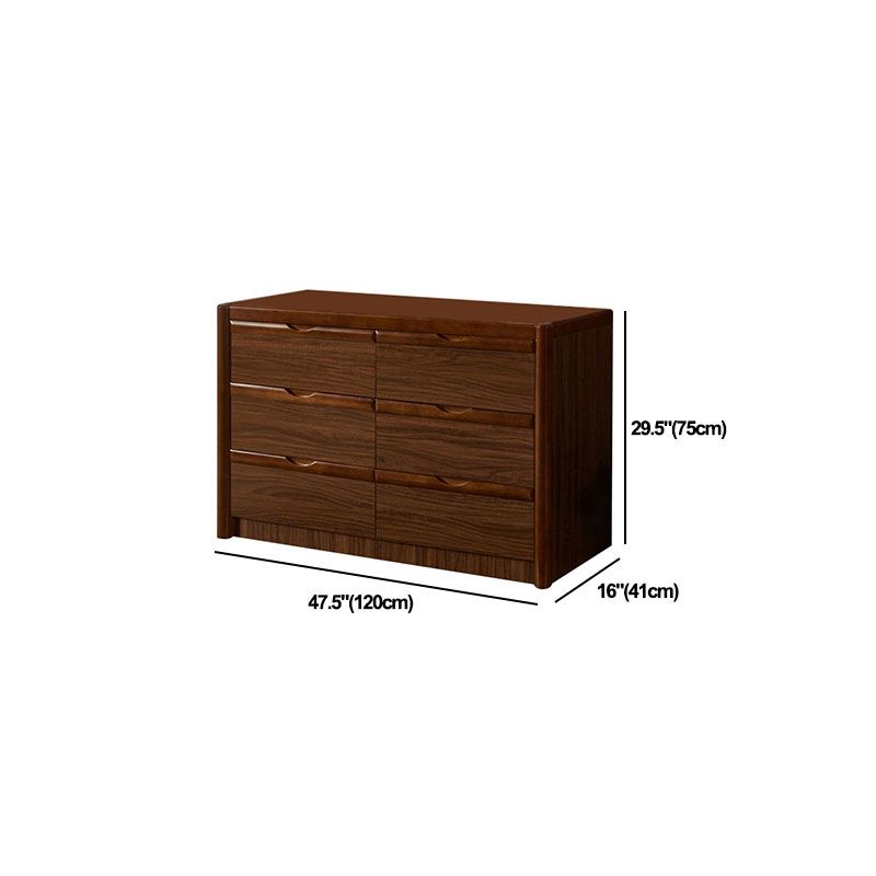 Brown Storage Chest Dresser Traditional Style Solid Wood Double Dresser with Drawers