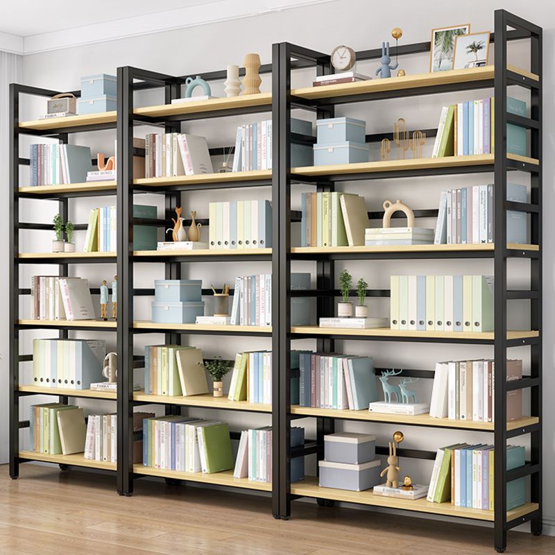 Adjustable Shelves Children's Bookshelf Steel and Wood Bookshelf in Black