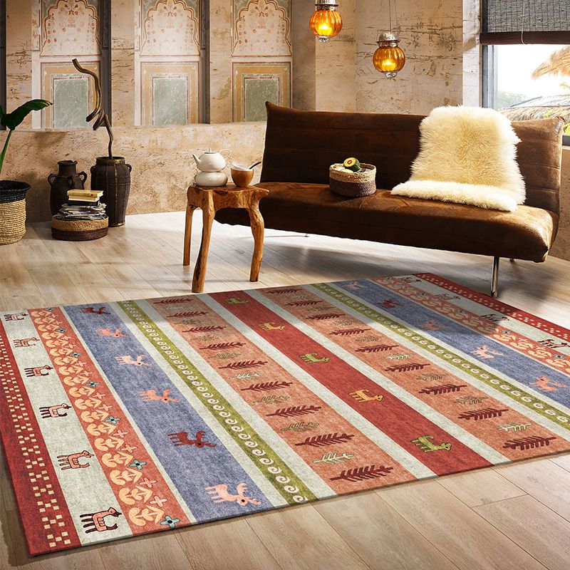 Alfombra de sala de estar natural Multicolor Patrón Geo Rug Polypropileno Anti-Slip Machable Área lavable alfombra