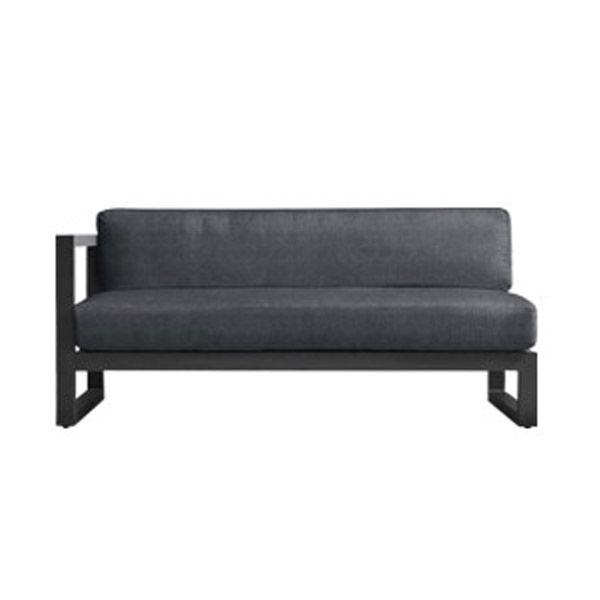 Modern Black Metal Frame Patio Sofa Simple Outdoor Loveseat with Cushion