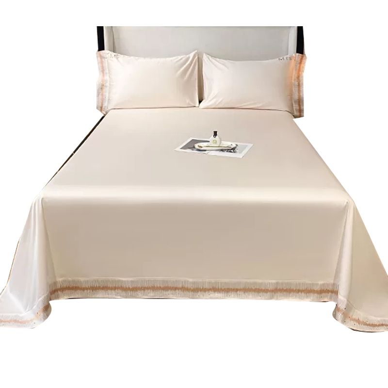 Cotton Fitted Sheet 1-Piece Embroidery Wrinkle Resistant Sheet Set