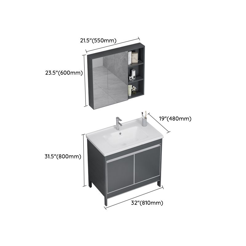 Freestanding Bathroom Vanity Space Aluminum Bathroom Vanity with Sink