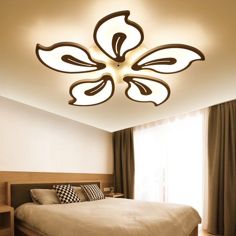 Metall Blumen halb Flush Mount Deckenleuchte moderne Schlafzimmer Halbblöcke Deckenleuchten