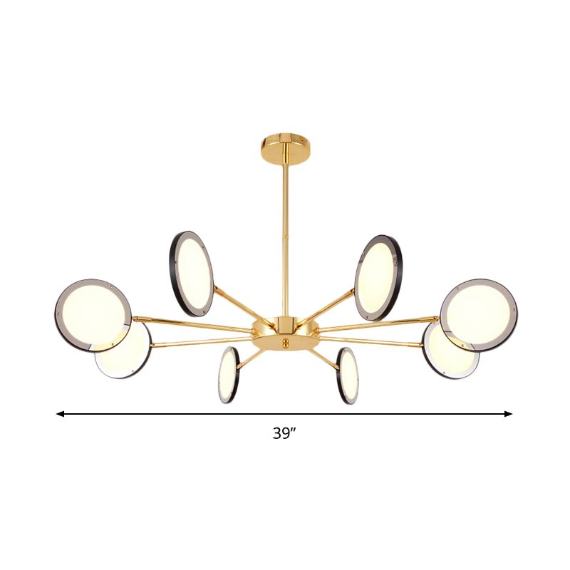 Gold Sputnik Hanging Ceiling Light Modernism 6/8 Lights Starburst Chandelier Lighting Fixture, Warm/White Light