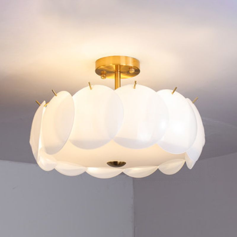 Modern White Glass Shade Ceiling Light Household Flush Mount for Bedroom