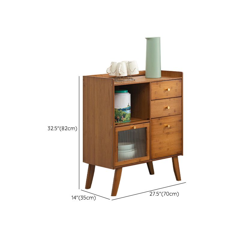 Modern Style Open Storage Buffet Stand Brown Engineered Wood Buffet Sideboard