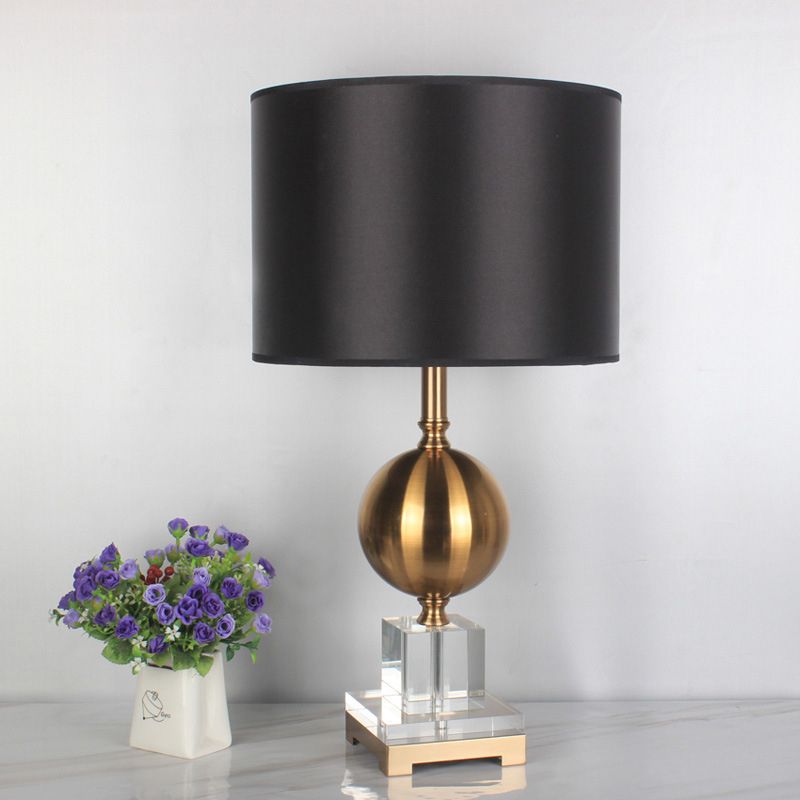 1 Head Cylinder Table Light Modernism Fabric Reading Lamp in Gold for Dining Room