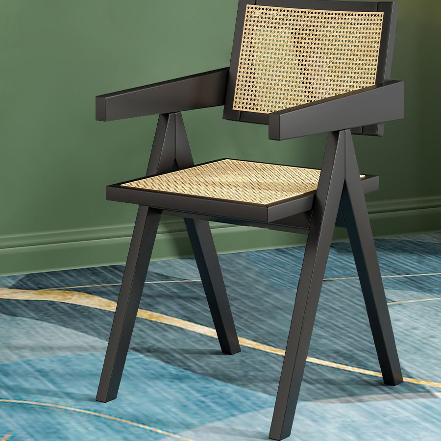 Modern Style Dining Chair Solid Wood Open Back Arm Chair for Home