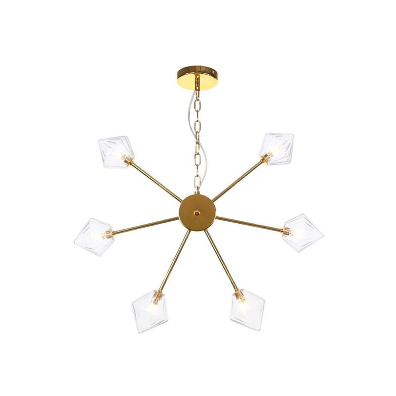 Diamond schaduw hangende verlichting industrieel amber/helder glas 6/9/12 hoofden woonkamer kroonluchter lamp in zwart/messing/koper