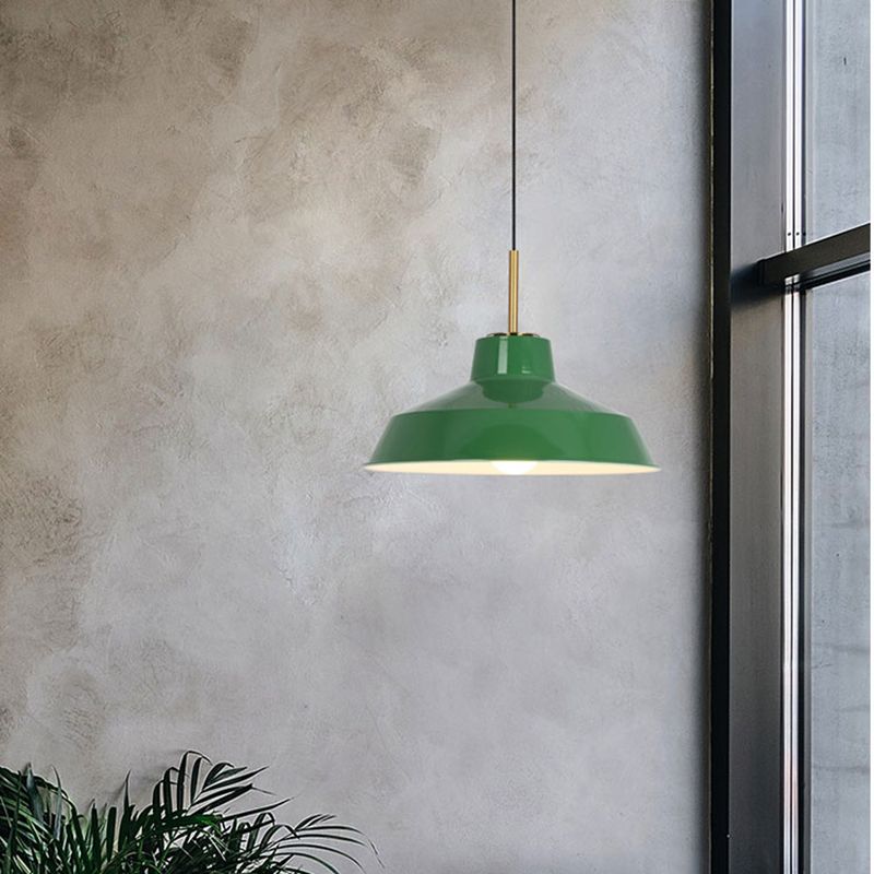 1-Light Industrial Pendant Lighting Fixtures Green Wrought Iron Ceiling Pendant