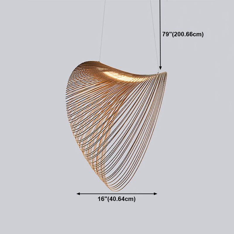 Unique Shade Hanging Lighting Modern Style Solid Wood 1 Light Pendant Lamp for Living Room