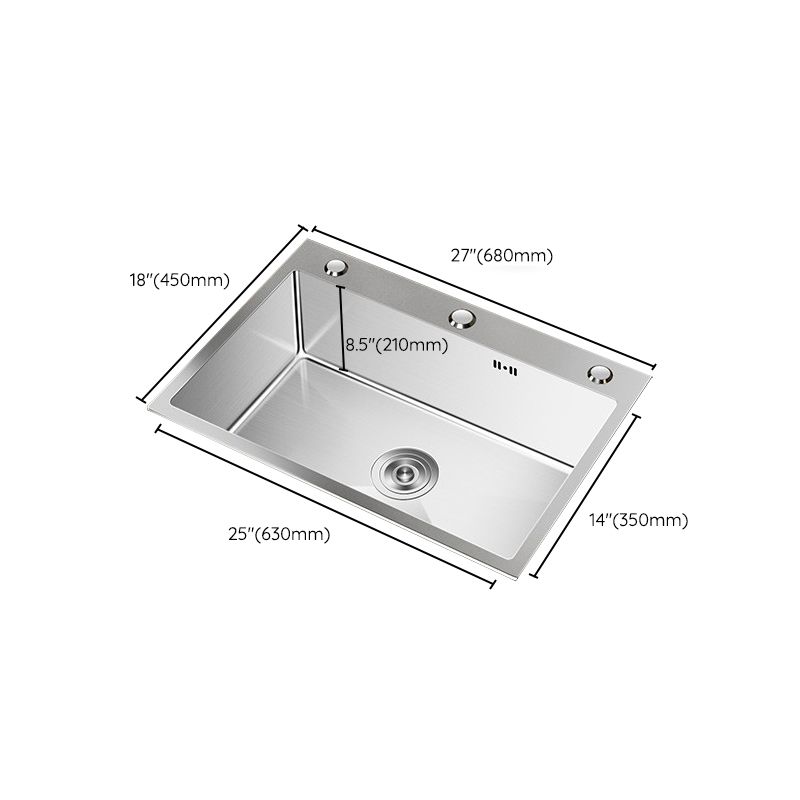 Stainless Steel Drop-In Kitchen Sink Single Bowl Sink with 3 Holes