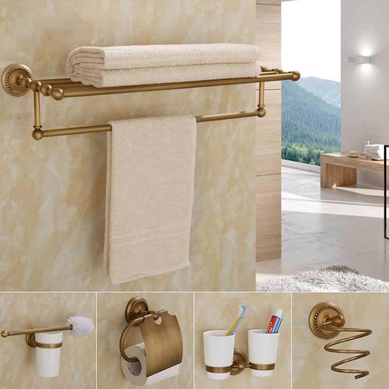 5-Piece Traditional Bathroom Accessory As Individual Or As a Set in Brushed Brass