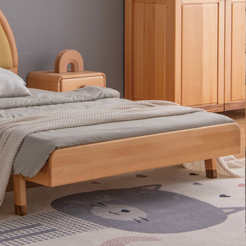 Scandinavian Platform Bed Solid Wood Brown Bed with Headboard