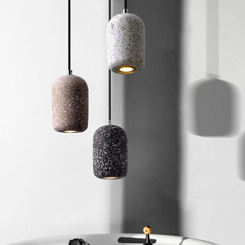 Capsule -vormige eetkamer hanger loft terrazzo zwart/grijs/wit led plafond hang lamp in warm/wit licht