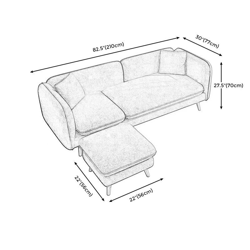 Tight Back Linen Blend Sofa Slipcovered Sectional with Straight Arm for Living Room