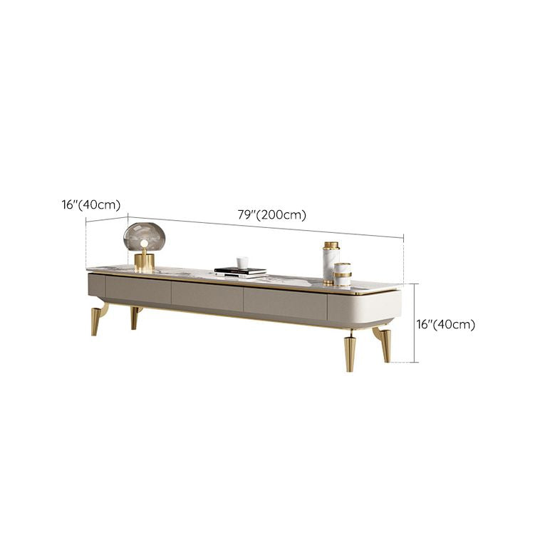 Glam Media Console TV Stand Stone TV Media Stand for Living Room