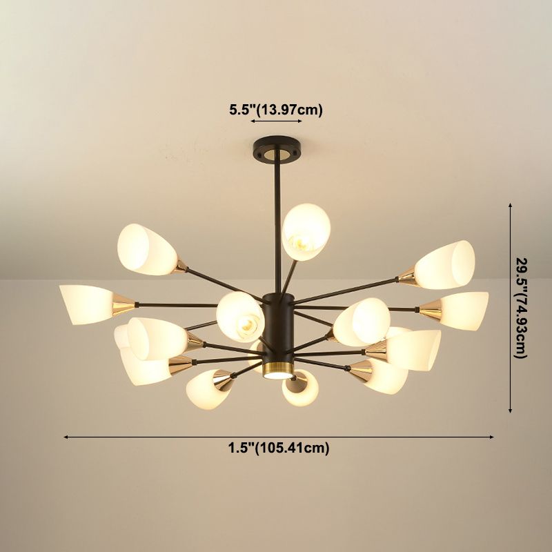 Industrial Multi Lights Hanging Chandelier Lamp Milk Glass Sputnik  Pendant Lighting