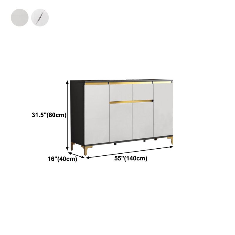 Modern Engineered Wood Sideboard White Server with Drawer for Living Room