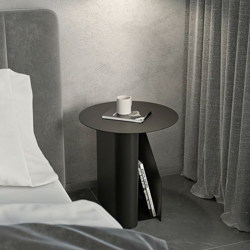 Round Bedside Cabinet Contemporary Metal Accent Table Nightstand