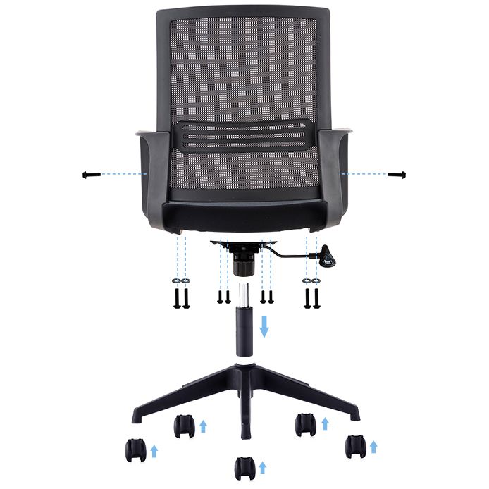 Modern Mid-Back Office Chair Black Frame No Distressing Desk Chair