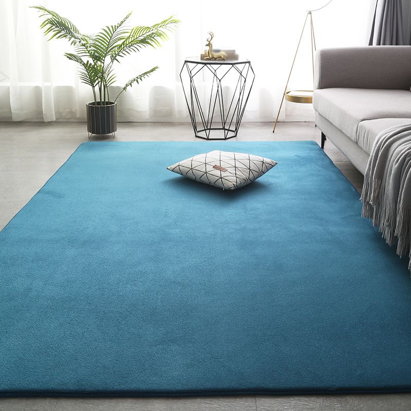 Indoor Carpet Pure Color Polyester Area Rug Anti-Slip Easy Care Rug for Bedroom