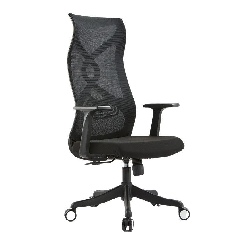 Fixed Arms Office Chair Microfiber Desk High Back Chair Swivel Ergonomic