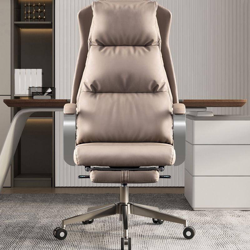 Modern Slide Office Chair Padded Arms Leather Adjustable Seat Height Desk Chair