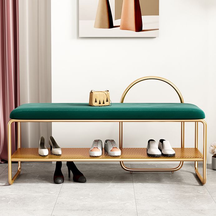 Glam Seating Bench Cushioned Shoe Storage Rectangle Entryway and Bedroom Bench