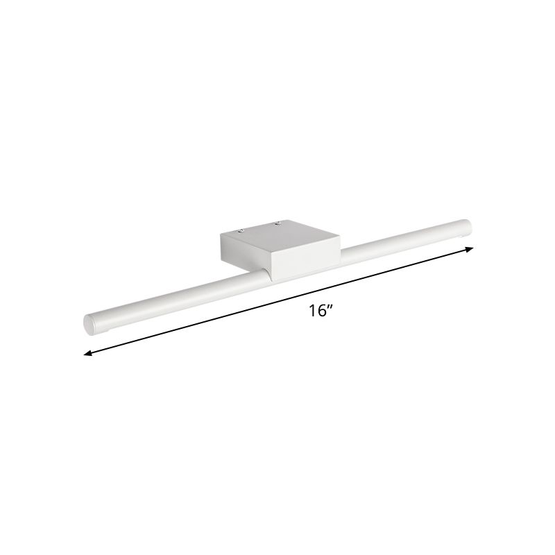 Iluminación de tocador de polo simplicidad de montaje de pared led blanco de metal en luz cálida/blanca, 16 "/19.5" /23.5 "longitud