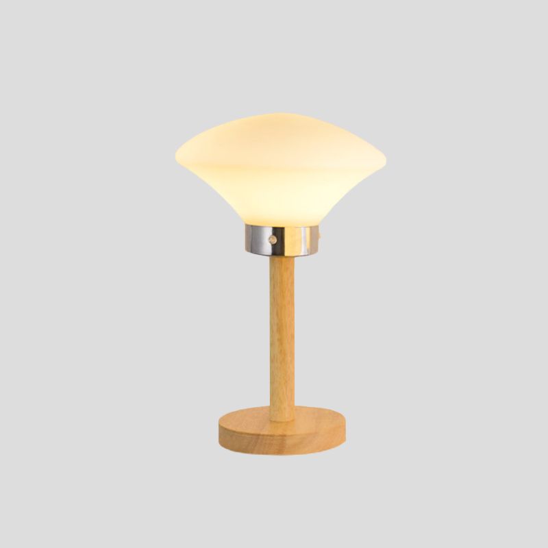 Globe/Cylinder/Square Night Table Light Modernist Frosted Glass 1 Light Wood Night Lamp for Bedside