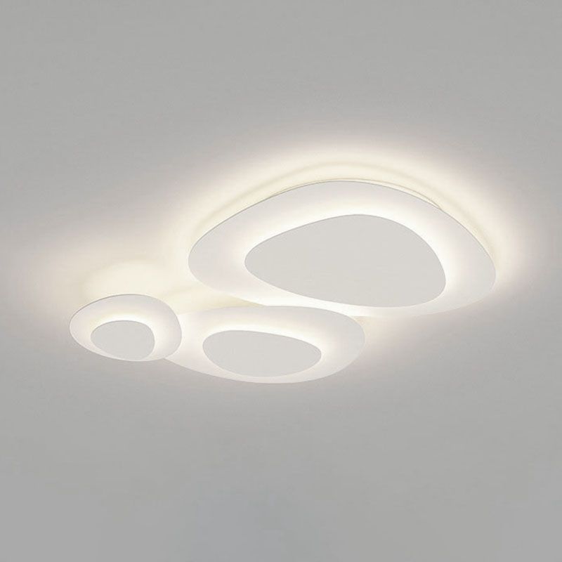 White Geometric Flush Light Modern Metal LED Ceiling Lamp for Living Room