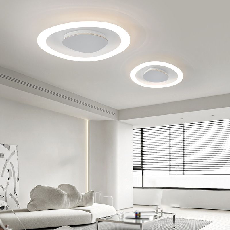 Single White Flush Mount Lighting Unique Acrylic Ceiling Light for Bedroom