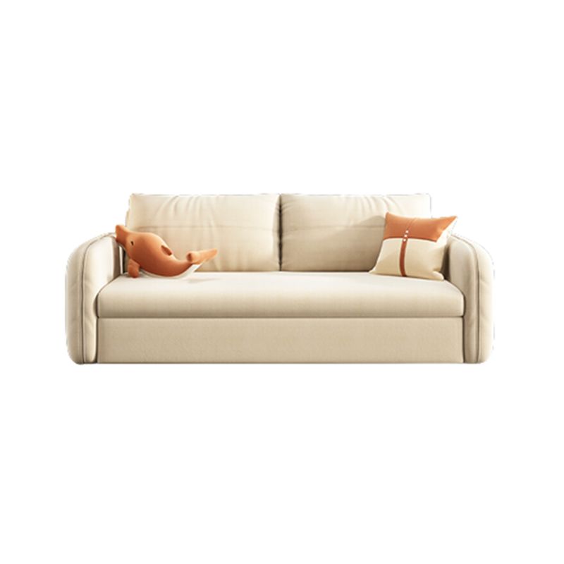 Velvet Modern Square Arm Bed Sofa Couch with Storage in Beige