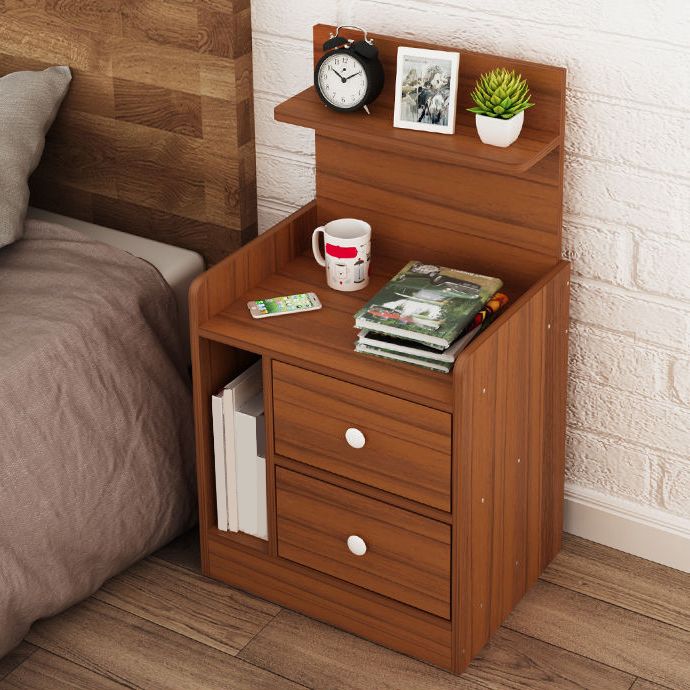 Wooden Bedside Cabinet Modern Style Minimalist Bedside Table with Drawers