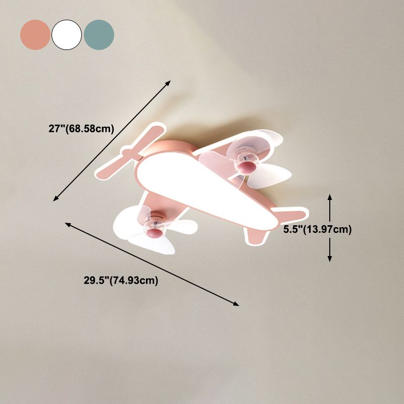 Kids Style Airplane Shape Ceiling Fan Lights Metal 5 Light LED Flush Lights