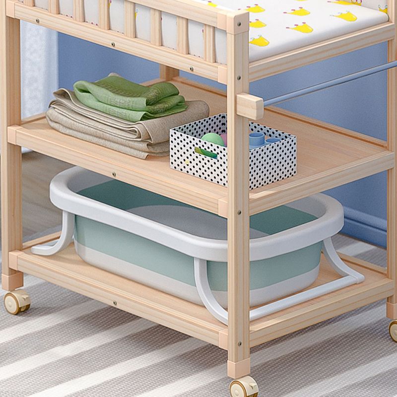 Pine Wooden Baby Changing Table with Storage Shelf Flat Top Changing Table with Pad