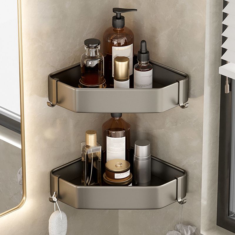 Contemporary Aluminum Bathroom Accessory Set Gray Bath Shelf