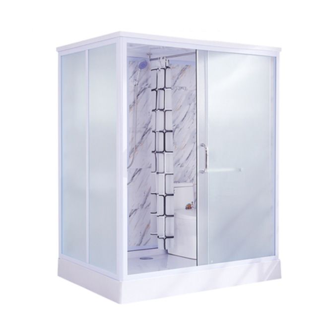 Single Sliding Frosted Glass  Shower Enclosure Framed Shower Enclosure in White