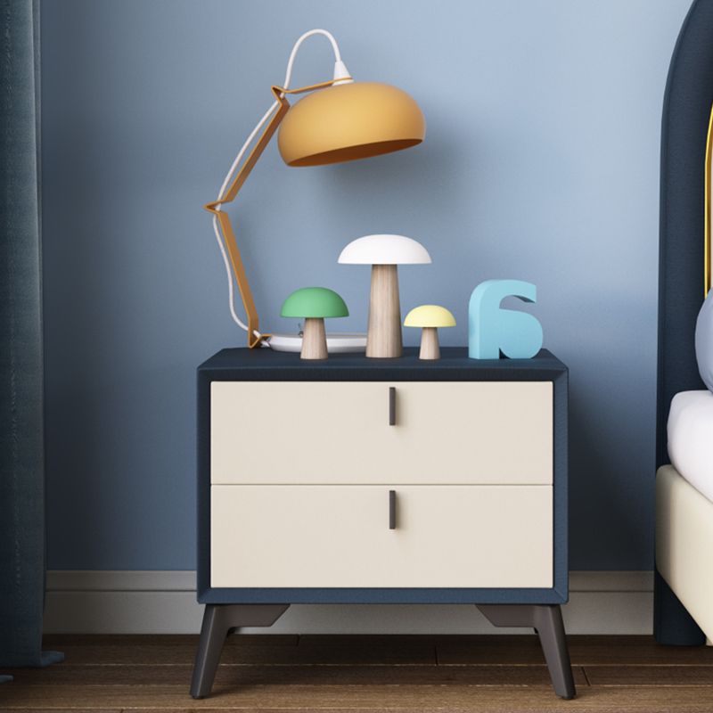 Solid Wood Bedside Table for Nursery with 2 Drawers Contemporary Nightstands